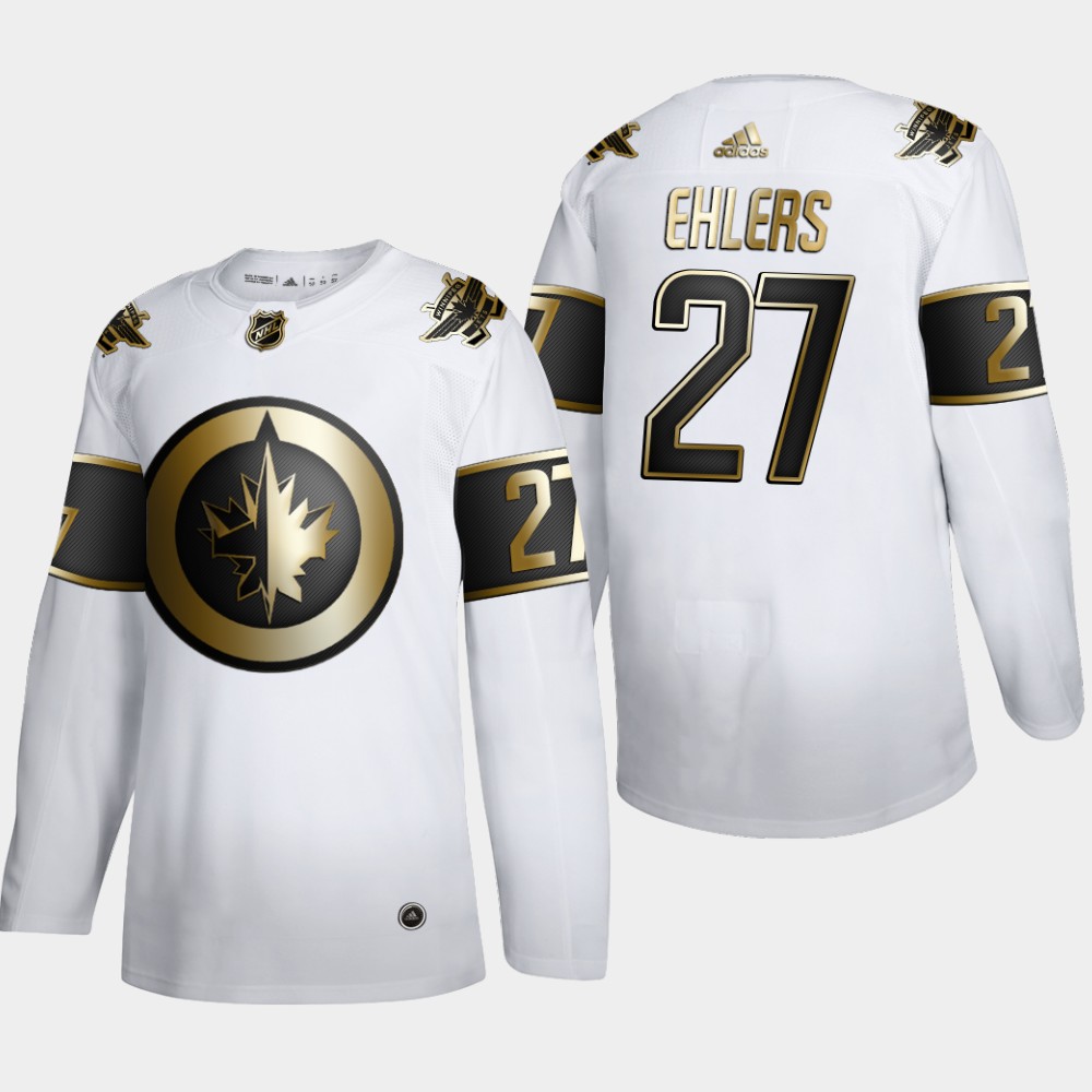 Men Winnipeg Jets 27 Nikola Ehlers Adidas White Golden Edition Limited Stitched NHL Jersey